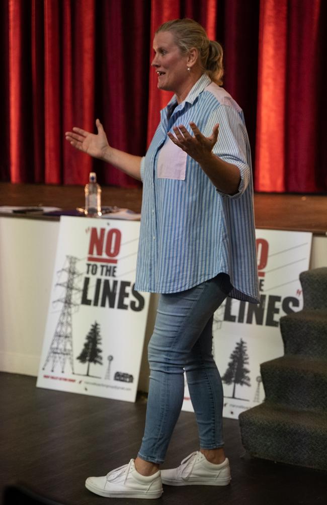 Kilkivan Action Group representative Katy McCallum claimed the project and Powerlink are wreaking havoc with people’s livelihoods. Pictured at the Kilkivan Town Hall on May 3, 2023. Picture: Christine Schindler