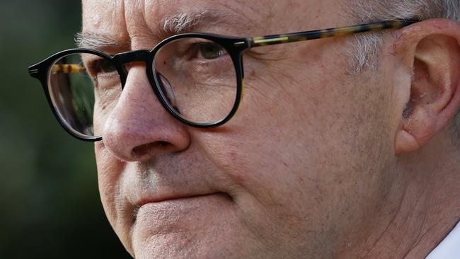 SYDNEY, AUSTRALIA - MAY 19: Australian Labor Leader Anthony Albanese speaks to the media during a visit to a Goodstart Early Learning Centre in West Ryde  on May 19, 2022 in Sydney, Australia. The Australian federal election is 21 May.  (Photo by Lisa Maree Williams/Getty Images)