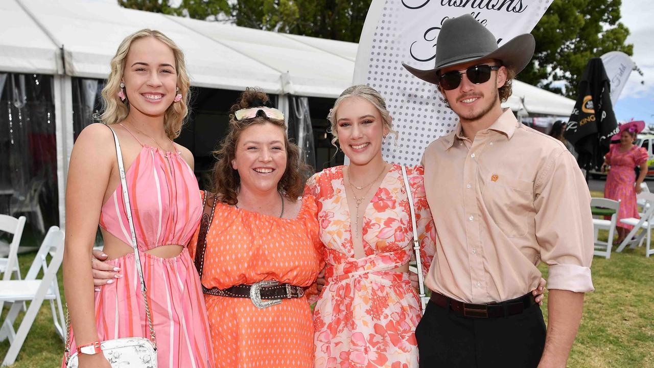 Keeley Kopp, Claire Robertson, Grace Reaves and Adam Shield at Weetwood race day, Clifford Park. Picture: Patrick Woods.