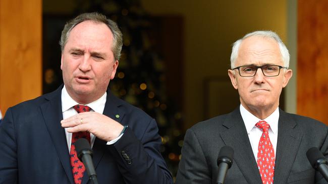 Barnaby Joyce and Prime Minister Malcolm Turnbull. Picture: AAP