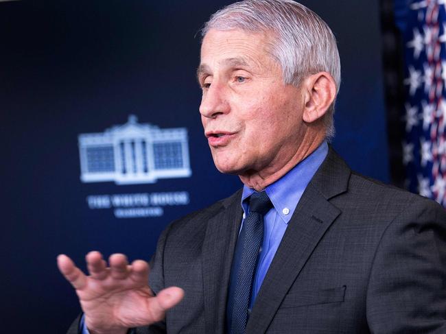 US National Institute of Allergy and Infectious Diseases director Dr Anthony Fauci. Picture: AFP