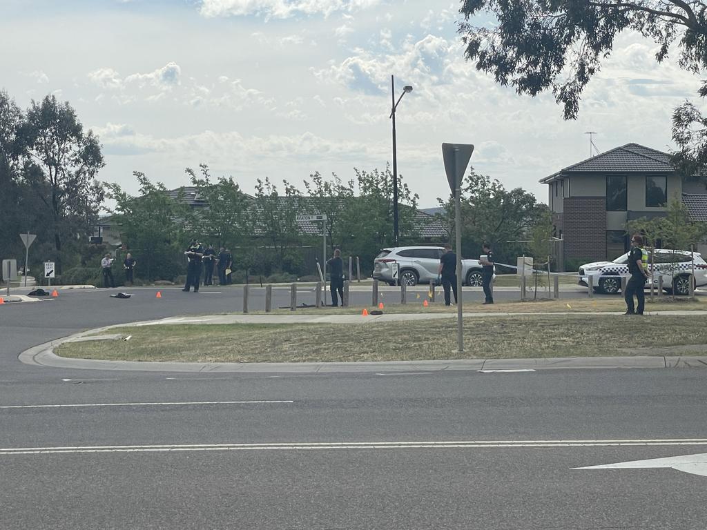 Police at the intersection of Plumpton St and Melton Hwy after a crash about 1.30pm on Wednesday. Picture: Himangi Singh