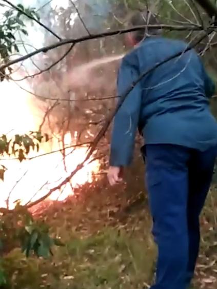 Mr Neyle and Roland Boillat (pictured) stayed behind to battle the blaze as it neared their homes. Picture: David Neyle