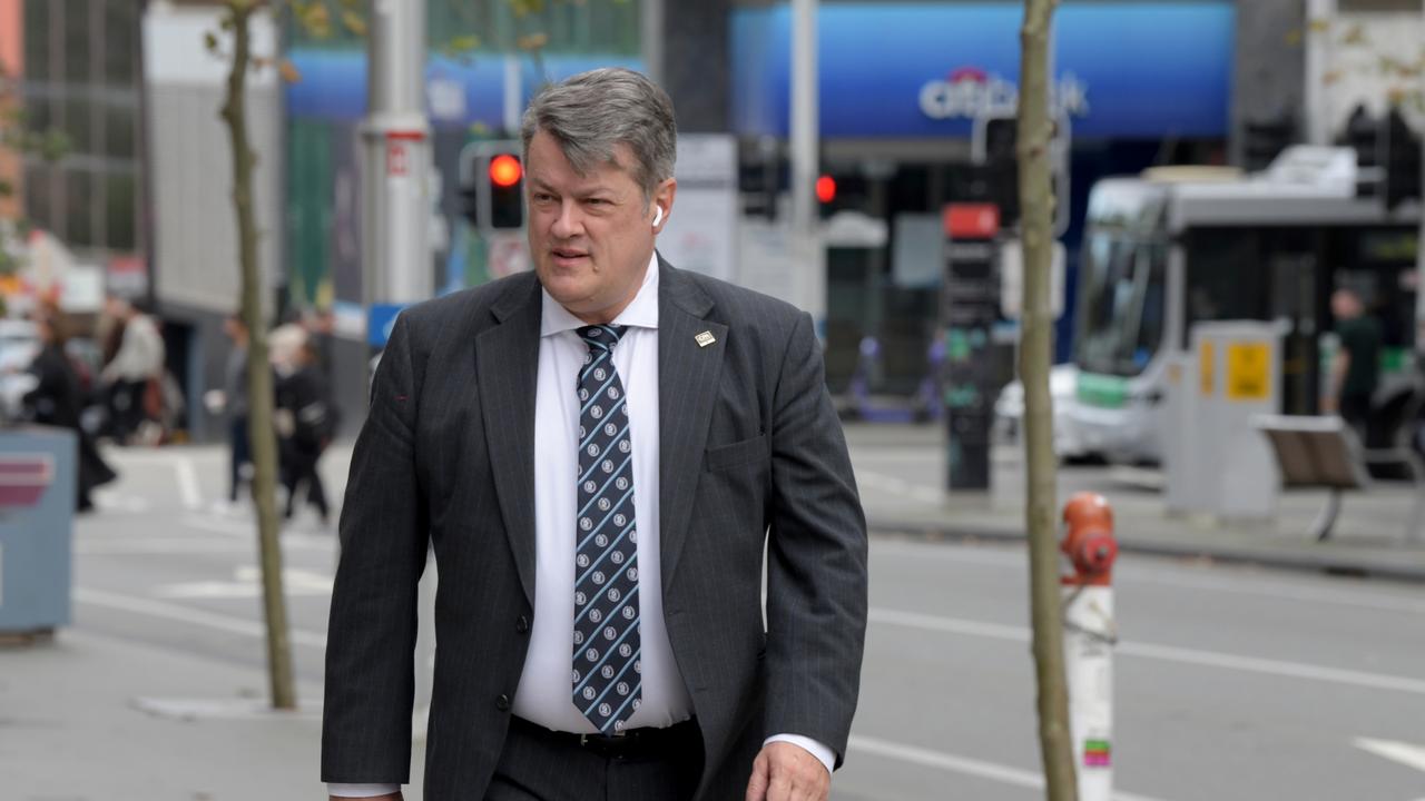 Senator Linda Reynolds’ brother Andrew Reynolds arrives at the WA Supreme Court to give evidence in his sister’s defamation trial against Brittany Higgins. Picture: NewsWire / Sharon Smith