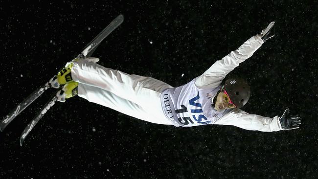 Lydia Lassila competing at the freestyle World Cup at Deer Valley Resort.