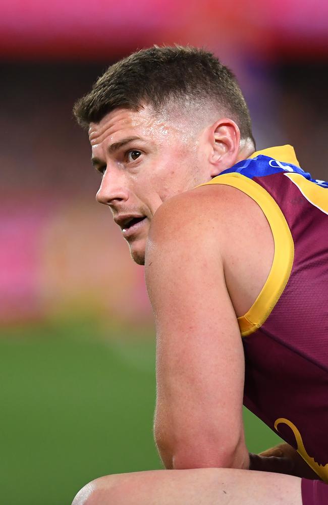 Dayne Zorko apologised to Harrison Petty after Friday night’s match. Picture: Albert Perez/AFL Photos via Getty Images