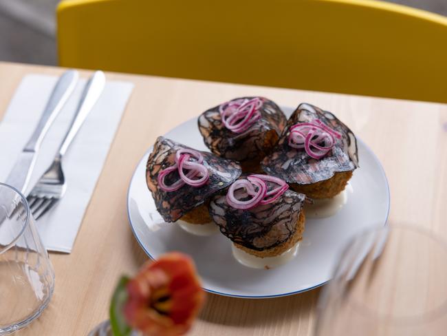 Saison - Squid Ink Truffled Salami Croquette. Photograph David Kelly