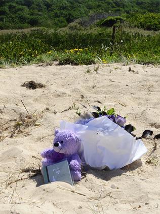 A tribute left on South Maroubra beach. Pic: John Appleyard