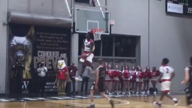Zion Williamson gets up for the dunk.