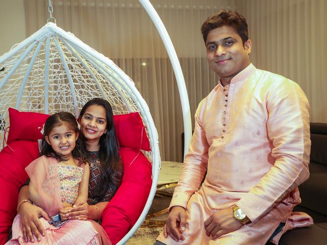 Rishabh and Neha Sharma migrated to Australia in 2018 and have since welcomed their daughter Yashvi. Picture: Ian Currie