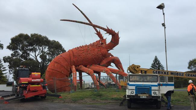 Larry the Lobster during his renovation last year.