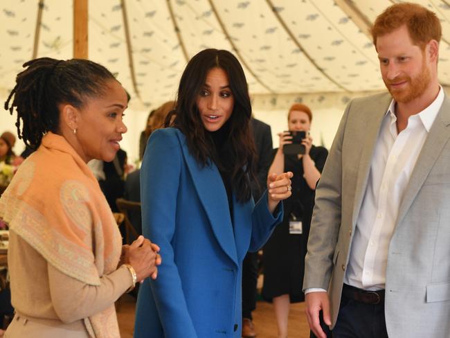 Meghan, Duchess of Sussex (C) with her mother Doria Ragland (L) and Prince Harry, Duke of Sussex. Picture: Getty