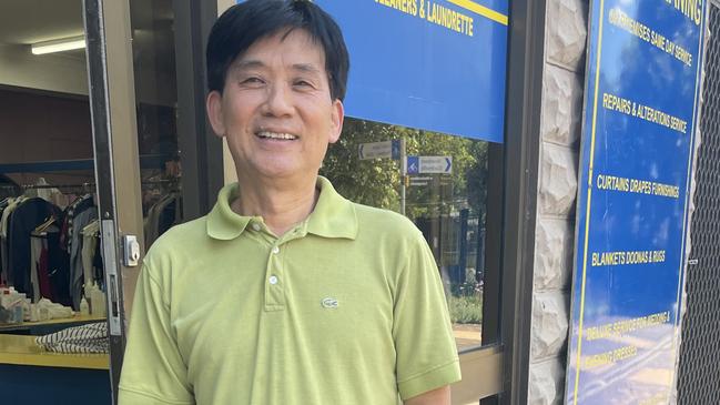 Simon Do, the owner of Erskineville dry cleaners in Erskineville outside his business protesting where public toilets have been proposed. Photo: Odessa Blain.