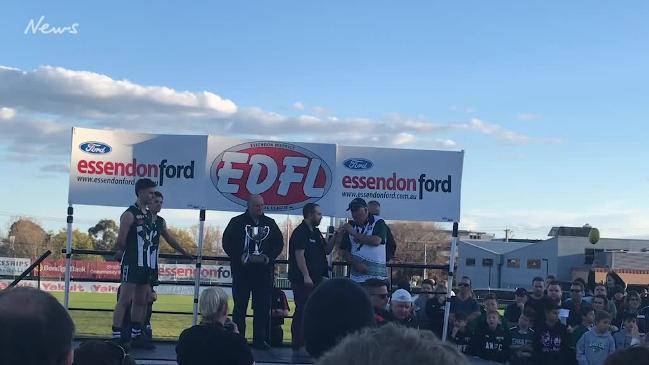 Airport West coach Geoff Maddern speaks after grand final win