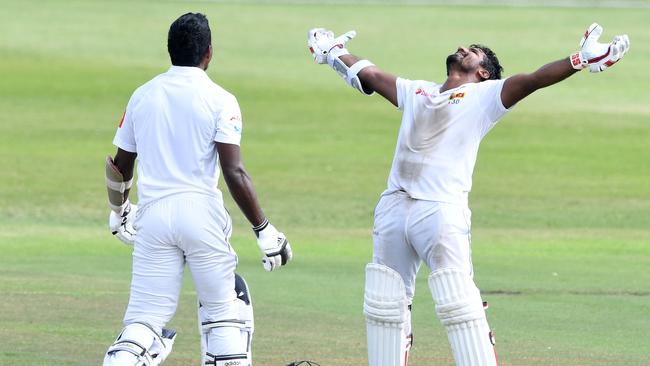 DURBAN, SOUTH AFRICA - FEBRUARY 16: Kusal Perera of Sri Lanka celebrates during day 4 of the 1st Test match between South Africa and Sri Lanka at Kingsmead Stadium on February 16, 2019 in Durban, South Africa. (Photo by Lee Warren/Gallo Images/Getty Images)