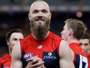 MELBOURNE, AUSTRALIA - SEPTEMBER 14: Max Gawn of the Demons celebrates during the 2018 AFL First Semi Final match between the Hawthorn Hawks and the Melbourne Demons at the Melbourne Cricket Ground on September 14, 2018 in Melbourne, Australia. (Photo by Adam Trafford/AFL Media/Getty Images)