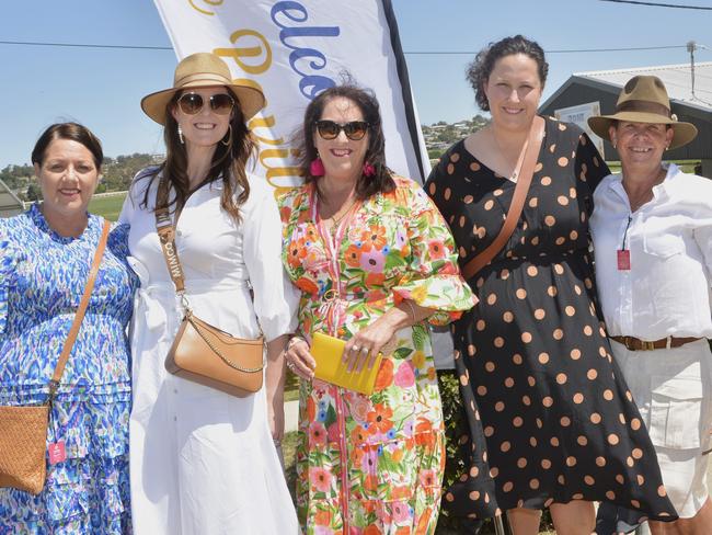 Belinda (L), Anita, Kerry, Kate and Jacqui (R) at Warwick Cup race day at Allman Park Racecourse, Saturday, October 14, 2023. Picture: Jessica Klein