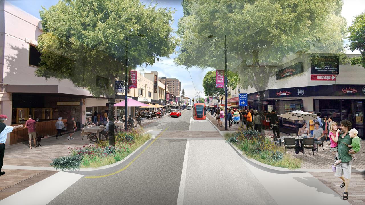 An artist's impression of the Jetty Road, Glenelg upgrade. Photo: Holdfast Bay Council