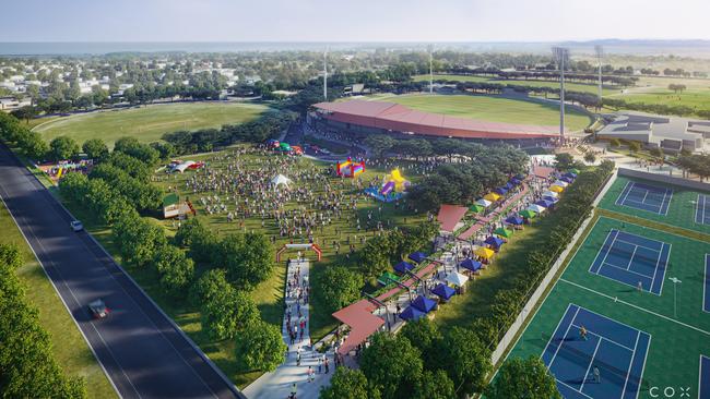 ARENA PROJECT: An aerial view of the Great Barrier Reef Arena. Picture: Cox Architecture