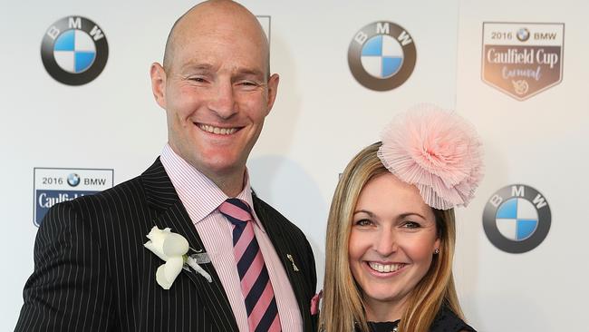 Stirling and Caroline Mortlock at the Caulfield Cup.