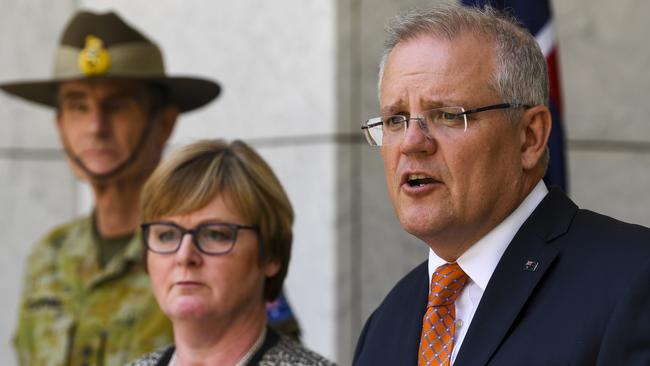 Australian Prime Minister Scott Morrison speaks during a press conference on the government's bushfire response at Parliament House. Picture: AAP