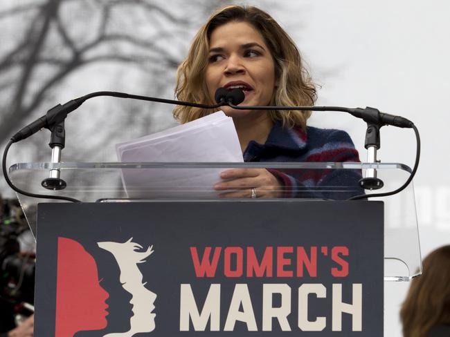 Actress America Ferrera speak to the crowd during the Women's March on Washington. Picture: AP /Jose Luis Magana