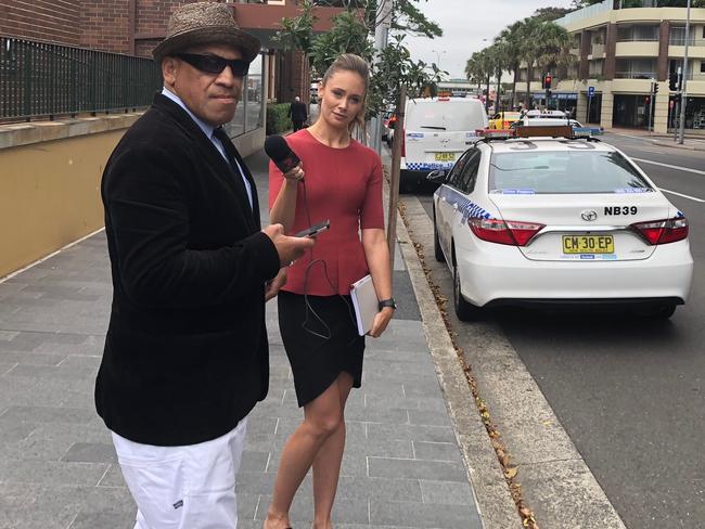 Former Sea Eagles NRL star John Hopoate leaves Manly Court in November 2020 after answering three charges of driving while suspended. Picture: Jim O'Rourke.