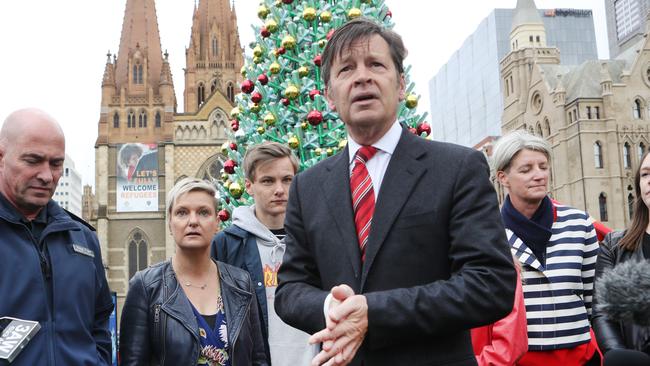 Roads Minister Luke Donnellan launches a TAC road safety campaign last year. Picture: David Crosling