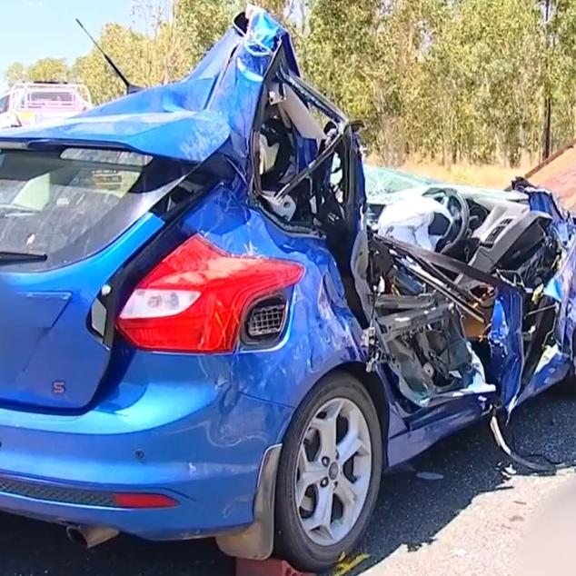 The crash occurred about 6.10am on the Peak Downs Highway near Coppabella. Picture: 7News Mackay