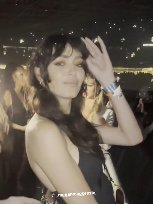 No engagement ring: Megan MacKenzie on Instagram at The Weeknd concert in Homebush.