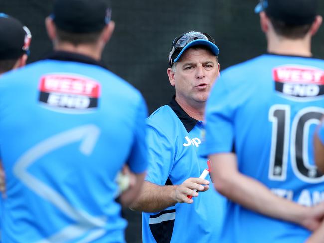 Darren Berry during his time as coach of Adelaide Strikers in 2015. Photo Sarah Reed.