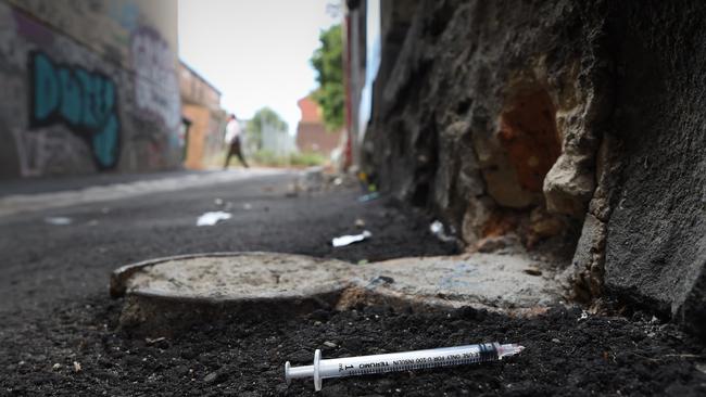 A laneway off Little Grey St St Kilda, where residents have been besieged by daily assaults, violence and drug use. Picture: Penny Stephens