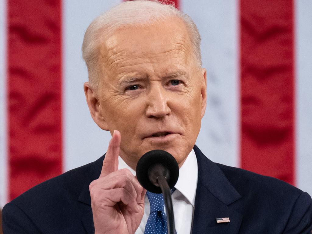 US President Joe Biden delivers his first State of the Union address at the US Capitol in Washington, DC. Picture: AFP