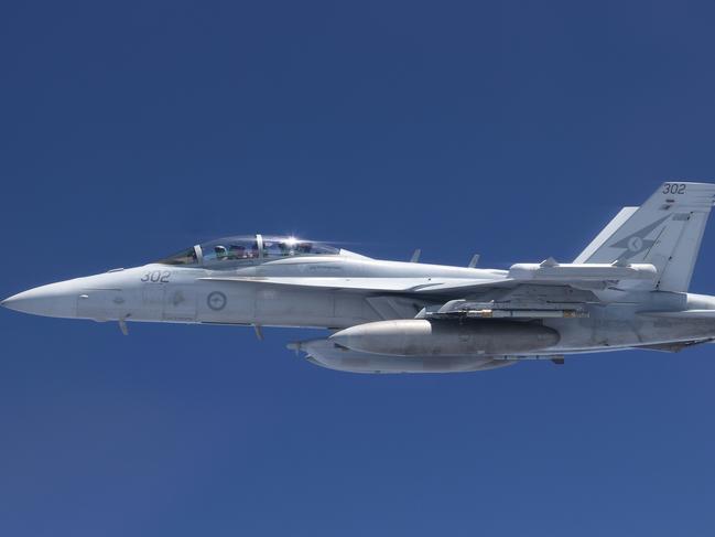 RAAF EA-18G Super hornet for defence report. Pic: Nigel Pittaway