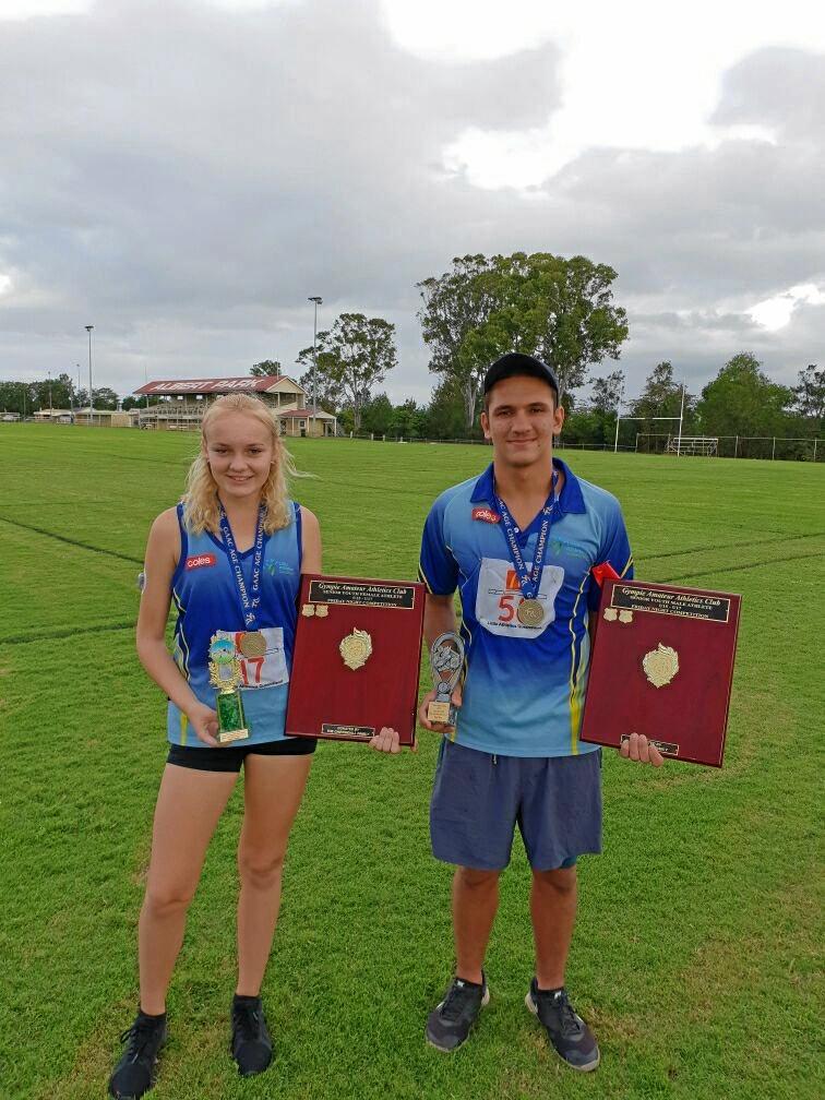 Athletics - Tamara Mullaly and Under 16 boys age champion and Stuart Family Shield Senior Youth Male Athlete under 15 - under 17 Tyler Ware. Picture: Contributed