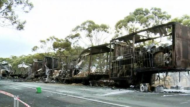 Steven Lawrie was killed in the fiery crash near the SA-VIC border. Picture: 7News Adelaide