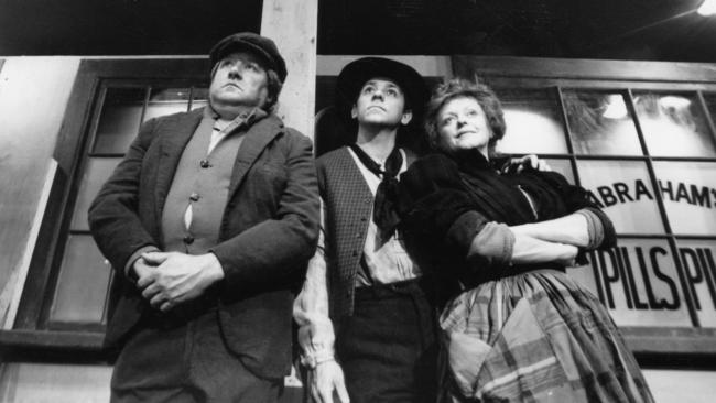 John Wood, David Field and Nancye Hayes in Jonah, 1991. Picture: Trina Tepper