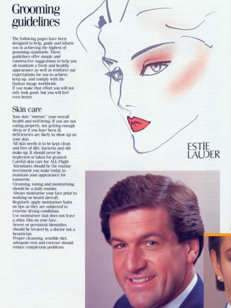 Guidelines from the 80s stated sideburns had to ‘stop at mid ear’. Picture: Qantas Group