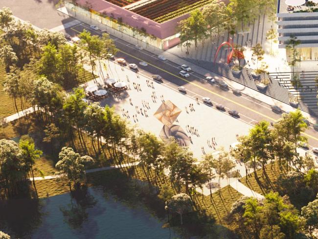 Renders of the $100 million town centre to be constructed at Sunbury South