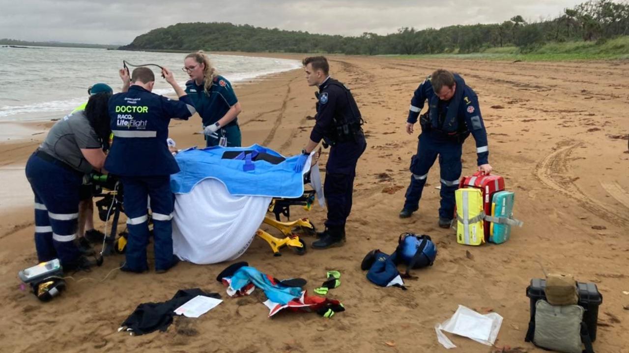 A teen was seriously injured in a dirt bike crash on Johnsons Beach at Sarina. Picture: RACQ CQ Rescue