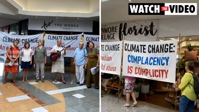 Climate change protesters take to quiet suburban shops