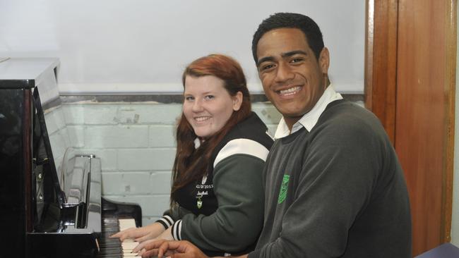 Mailata and schoolmate Rachel Small at Condell Park High.