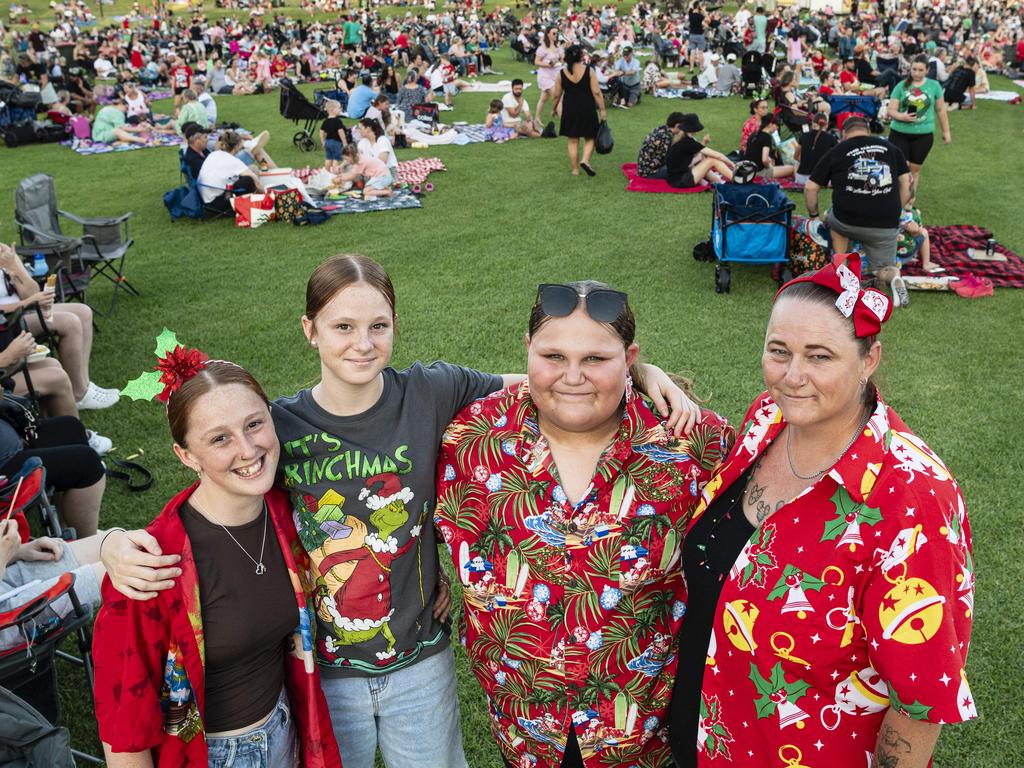 At Triple M Mayoral Carols by Candlelight are (from left) Tyra Bressington, Chelsea Bressington, Briseis Lamelza and Sarah Bressington, Sunday, December 8, 2024. Picture: Kevin Farmer