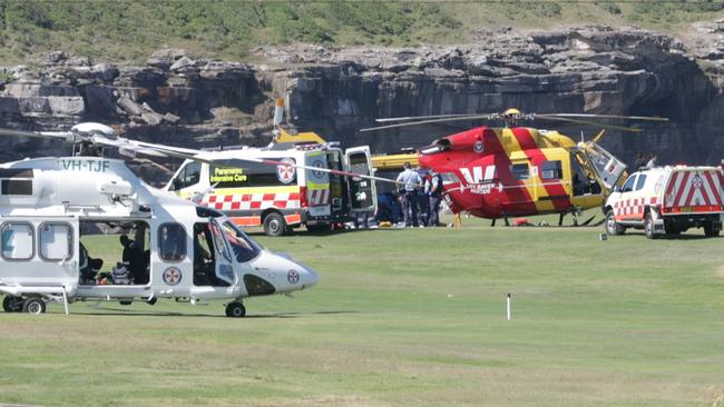 Helicopters landed on the nearby golf course to assist. Picture: TNV