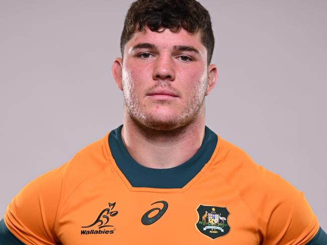 BRISBANE, AUSTRALIA - AUGUST 05: Carlo Tizzano poses during an Australia Wallabies Portrait Session on August 05, 2024 in Brisbane, Australia. (Photo by Matt Roberts/Getty Images for ARU)