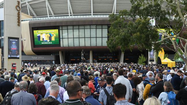 Large crowds at the Second Test match between Australia and England at the Adelaide Oval last December. Picture: AAP Image/Dean Lewins