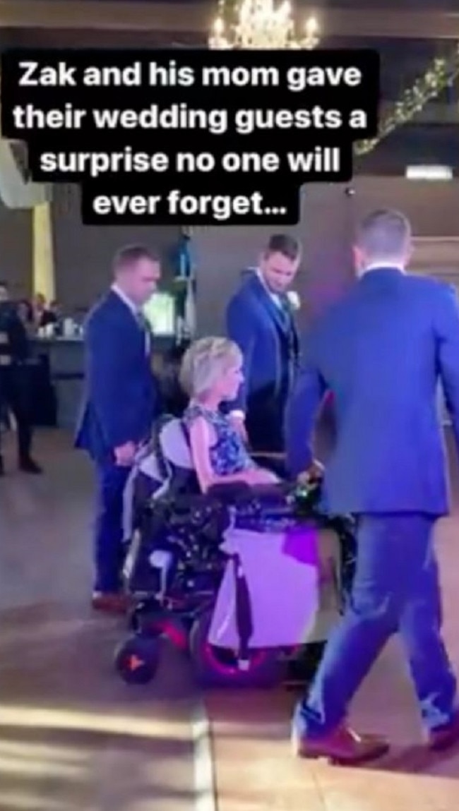 Zak Poirier and his mum, Kathy Poirier went viral with their wedding dance. Picture: Fox News