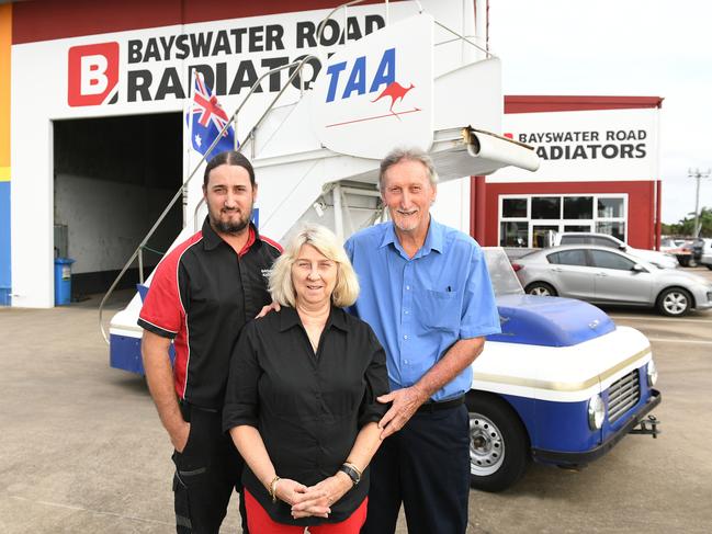 Bob Thompson, with his wife Debbie and son Aaron Thompson, will soon be celebrating Bayswater Radiators 40th Anniversary. Picture: Shae Beplate.