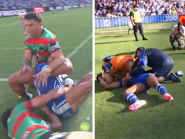 There were concerning scenes right on the stroke of half-time. Photo: Fox Sports