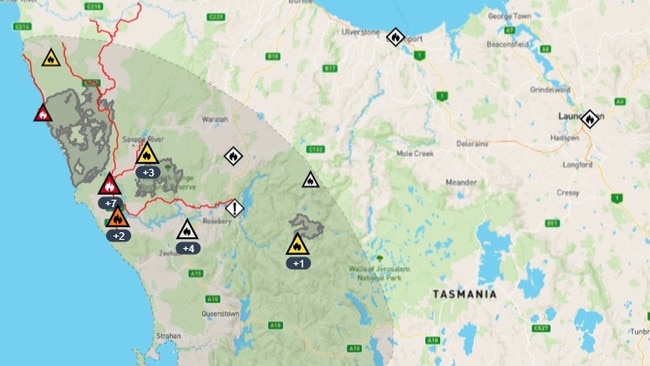 About 50,000 hectares has been burnt by bushfires in Tasmanaia in the past two weeks. Picture: TasALERT